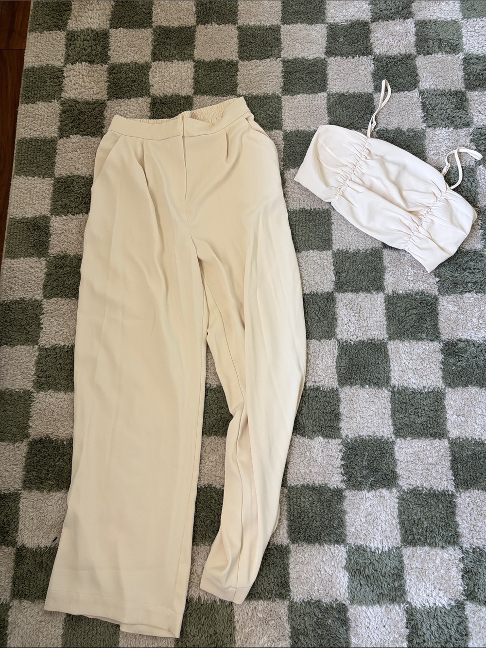 House of Harlow 1960 Cream Wide-Leg Trousers and Top (Set)